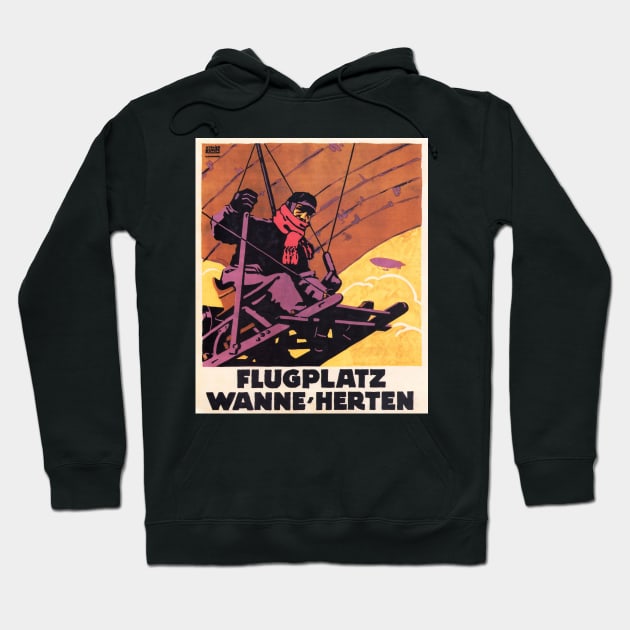 FLUGPLATZ WANNE HERTEN Old German Airplane Vintage Hoodie by vintageposters